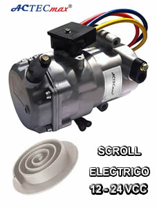 Compresor Aire Acondicionado Electrico 12 VDC Scroll RT35 Sin Modulo Electronico Agro-Vial R134a