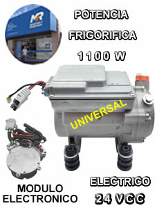 Compresor Aire Acondicionado Universal 1100 W con Kit Electronico - 24V cc Agro-Vial R134a