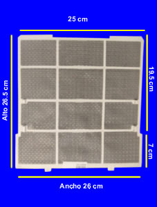 Filtro Plast para Split Ancho Sup 26 cm / Inf 25 cm x Alto 26.5 cm