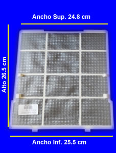 Filtro Plast para Split Ancho Inf 25.5 cm / Ancho Sup 24.8 cm x Alto 26.5 cm