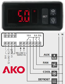 Control Digital de Temp AKo-D143231 - Combistato - 1 Sonda + 1 Opcional - 4 Rele
